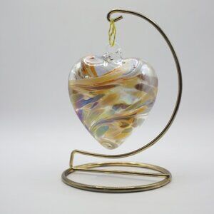 November Birthstone Topaz Handmade Recycled Glass Friendship Heart / Ornament